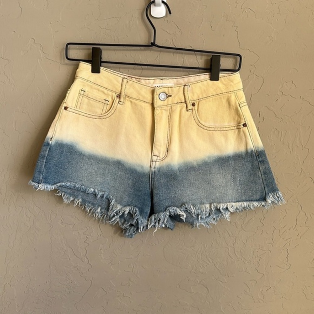 PacSun‎ high rise festival ombré blue and yellow shorts size 25 Jean shorts